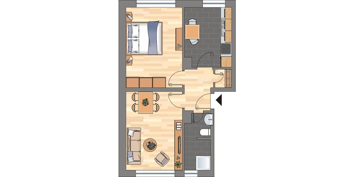 Erdgeschoßwohnung Oberhausen Alt-Oberhausen - 2.5 Zimmer, 47 m&sup2;, 449&euro; | Angebot:26306061