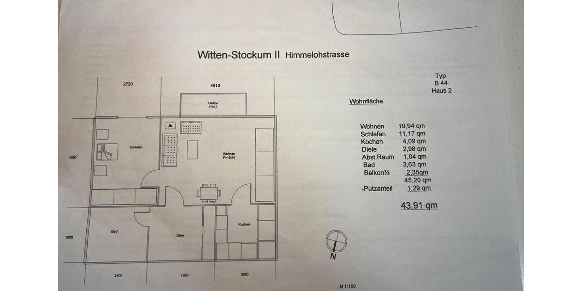 Etagenwohnung Witten Rüdinghausen - 1.5 Zimmer, 44 m&sup2;, 84.999&euro; | Angebot:26826778