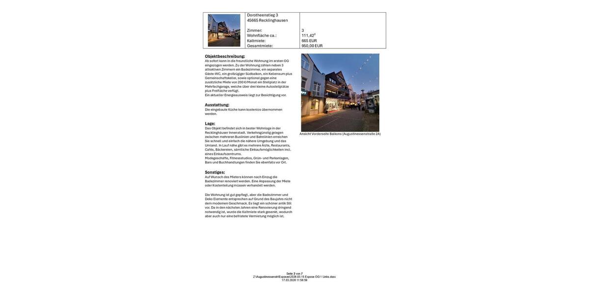 Etagenwohnung Recklinghausen Berghausen - 2.5 Zimmer, 111 m&sup2;, 665&euro; | Angebot:26347747