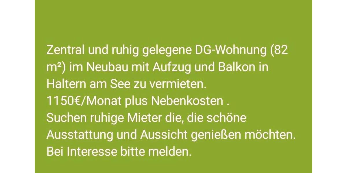 Dachgeschoßwohnung Haltern am See - 2 Zimmer, 82 m&sup2;, 1.150&euro; | Angebot:25571188