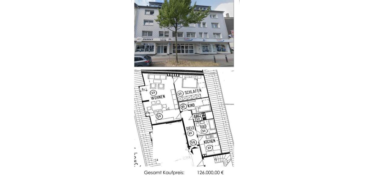 Etagenwohnung Herten - 3 Zimmer, 75 m&sup2;, 126.000&euro; | Angebot:25302787