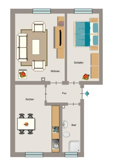 Etagenwohnung Lünen Brambauer - 2.5 Zimmer, 53 m&sup2;, 502&euro; | Angebot:26672537