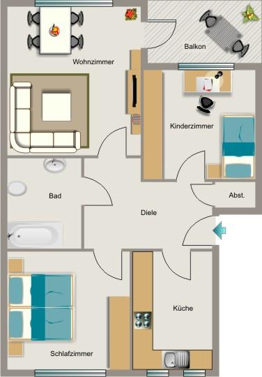 Etagenwohnung Herne Altenhöfen - 3.5 Zimmer, 63 m&sup2;, 547&euro; | Angebot:25209206