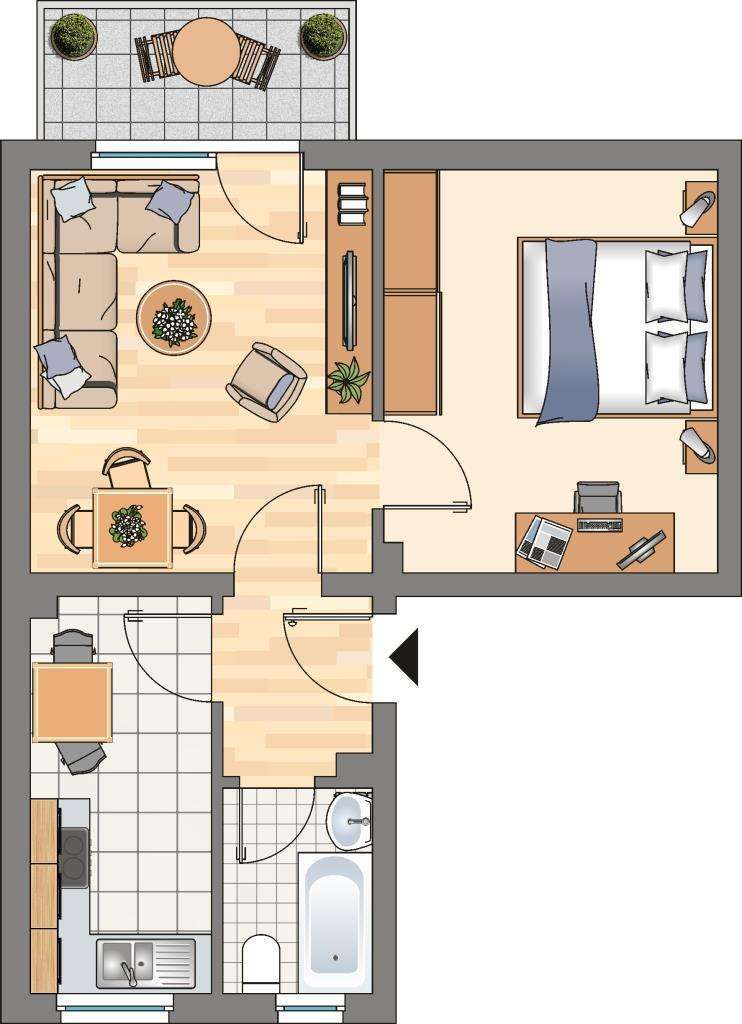 Wohnung zum Mieten in Dortmund 411 € 45.26 m² 2 zimmer