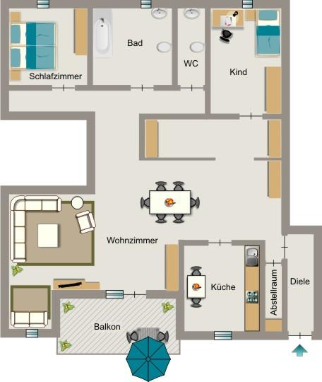 Dachgeschoßwohnung Castrop-Rauxel Becklem - 3.5 Zimmer, 78 m&sup2;, 483&euro; | Angebot:26329894