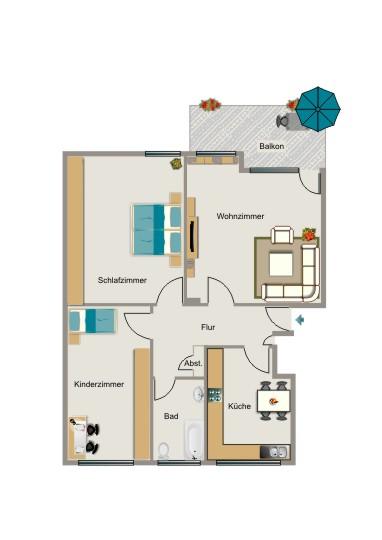 Etagenwohnung Oer-Erkenschwick Erkenschwick - 3.5 Zimmer, 63 m&sup2;, 526&euro; | Angebot:26329888