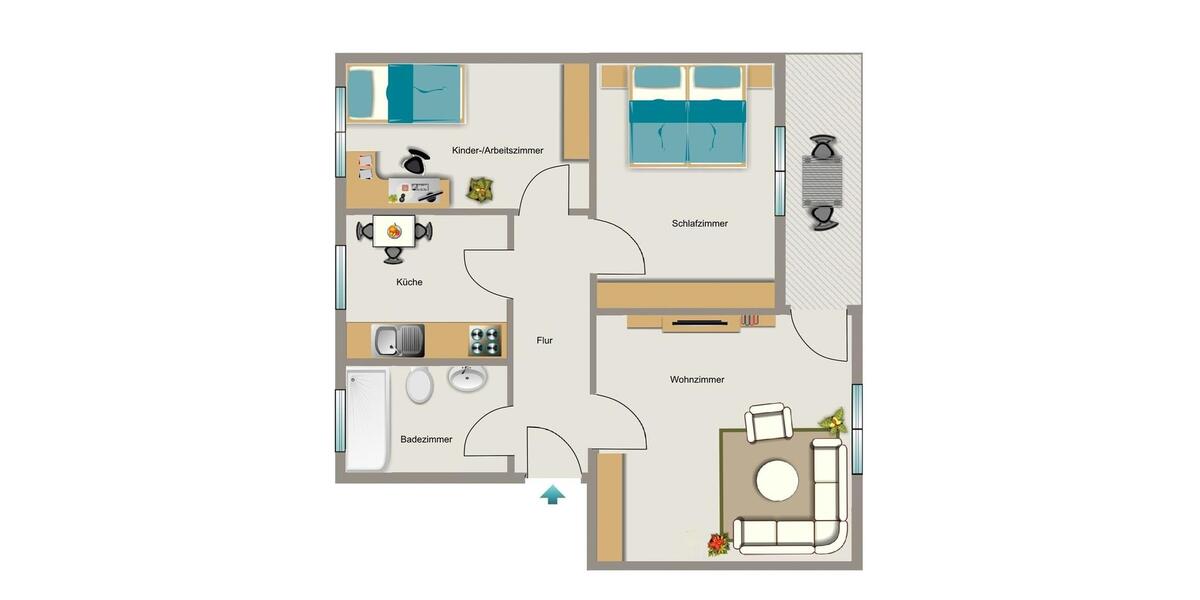 Erdgeschoßwohnung Herten - 3.5 Zimmer, 62 m&sup2;, 524&euro; | Angebot:25175724