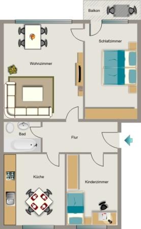 Etagenwohnung Marl - 3.5 Zimmer, 59 m&sup2;, 441&euro; | Angebot:25895364