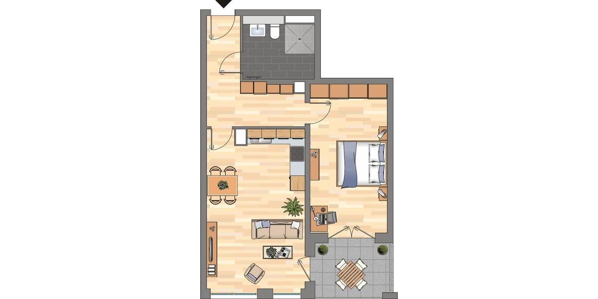 Erdgeschoßwohnung Essen Südviertel - 2 Zimmer, 65 m&sup2;, 809&euro; | Angebot:26249922