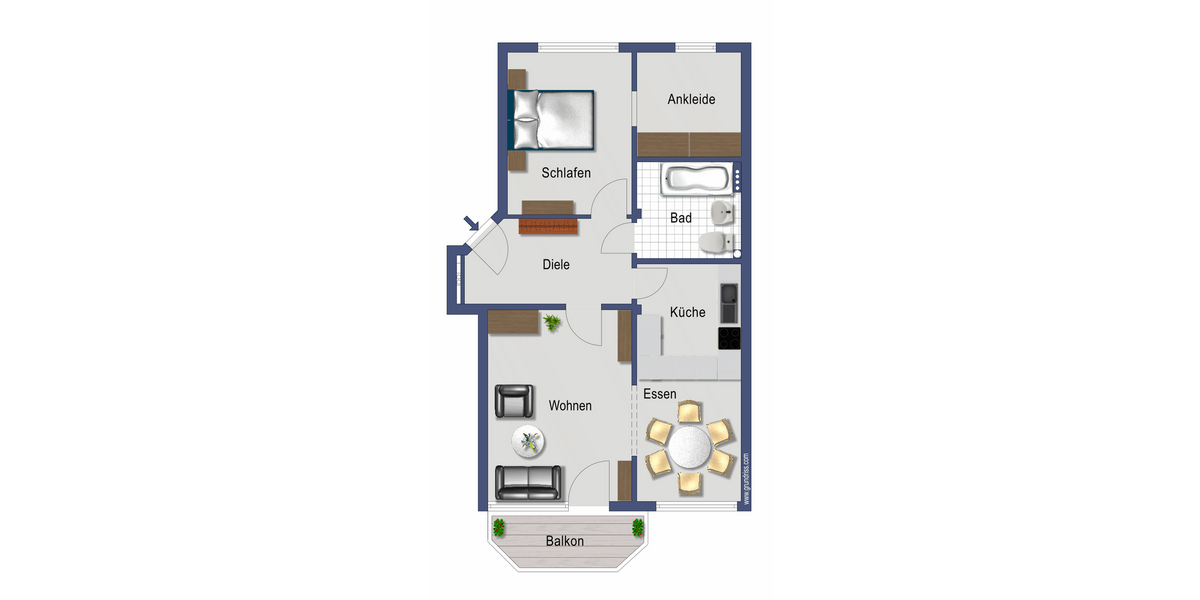 Etagenwohnung Witten Witten-Mitte - 2.5 Zimmer, 65 m&sup2;, 300&euro; | Angebot:26876900