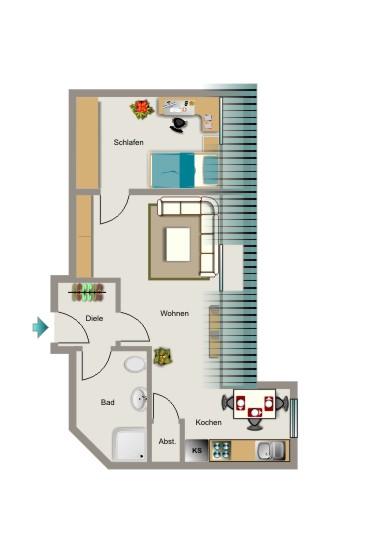 Dachgeschoßwohnung Lünen Brambauer - 1.5 Zimmer, 48 m&sup2;, 366&euro; | Angebot:25175722