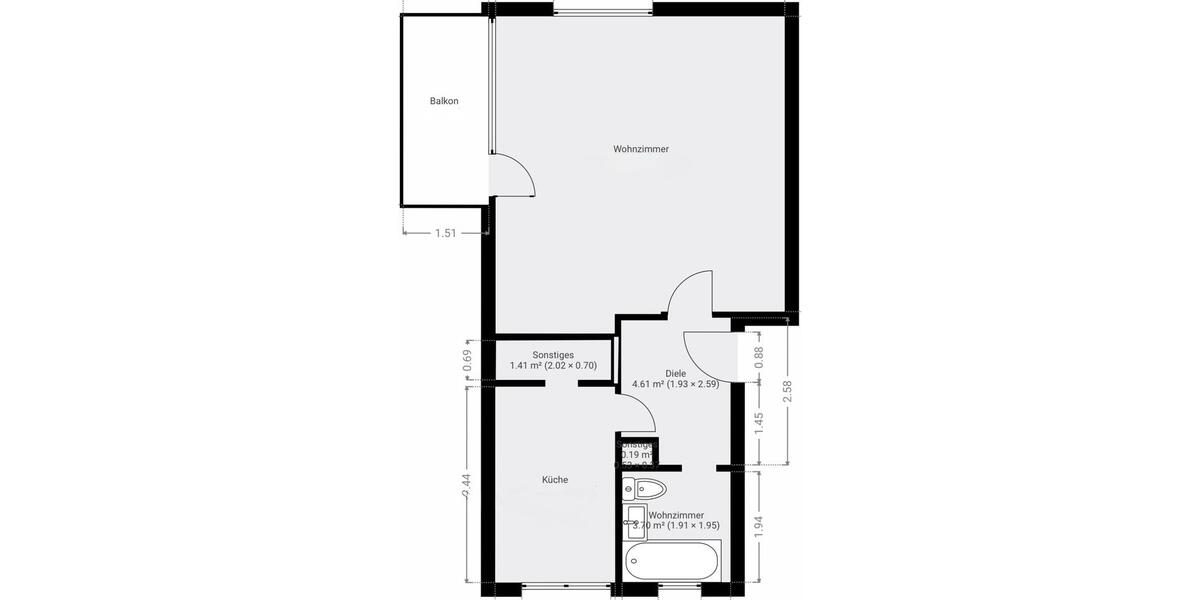 Etagenwohnung Marl Alt-Marl - 1.5 Zimmer, 44 m&sup2;, 550&euro; | Angebot:26381546