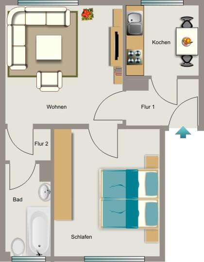 Erdgeschoßwohnung Mülheim an der Ruhr Heißen - 2.5 Zimmer, 41 m&sup2;, 493&euro; | Angebot:26257233