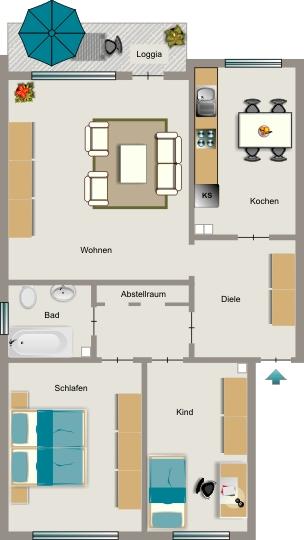 Erdgeschoßwohnung Lünen Brambauer - 3.5 Zimmer, 73 m&sup2;, 645&euro; | Angebot:25845037