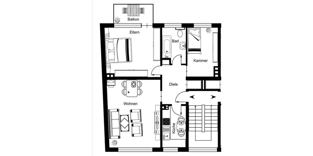 Etagenwohnung Essen Stadtbezirk VI - 3 Zimmer, 64 m&sup2;, 640&euro; | Angebot:25273654