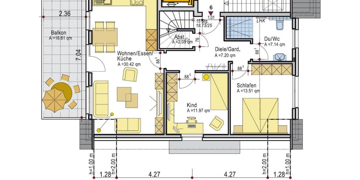 Etagenwohnung Bottrop Ebel - 4.5 Zimmer, 96 m&sup2;, 1.152&euro; | Angebot:25569563