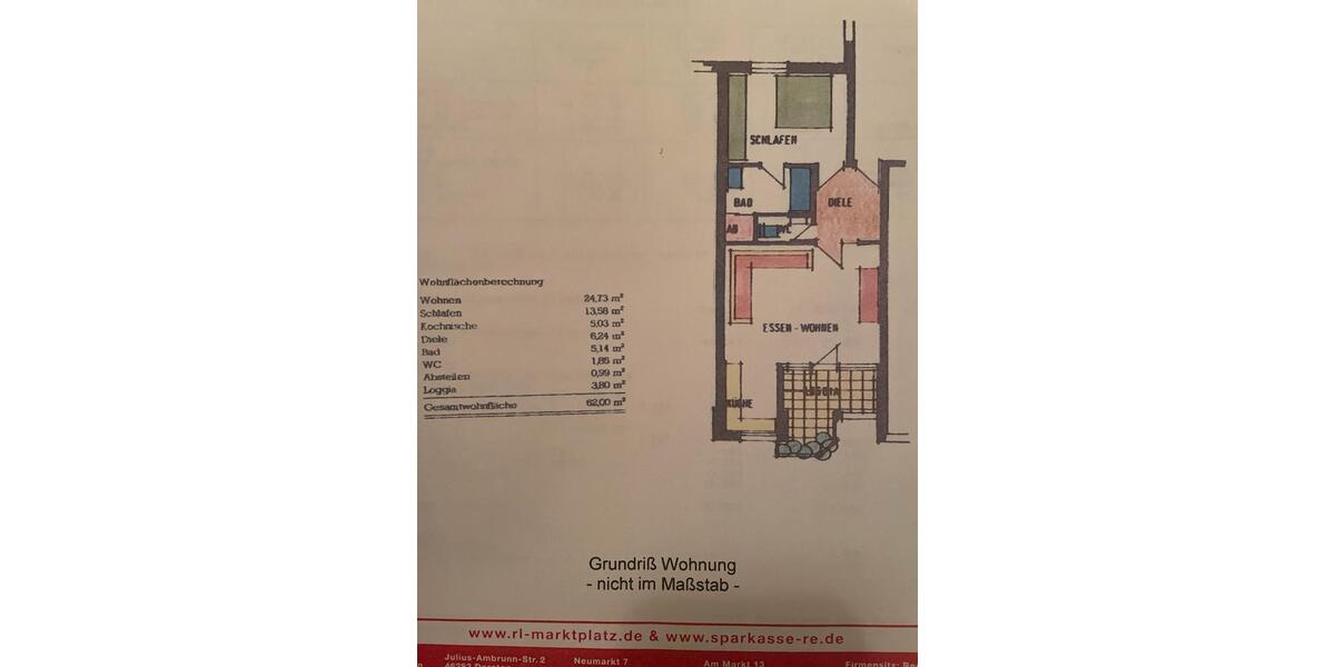 Etagenwohnung Dorsten Altstadt - 2.5 Zimmer, 62 m&sup2;, 149.000&euro; | Angebot:24842671