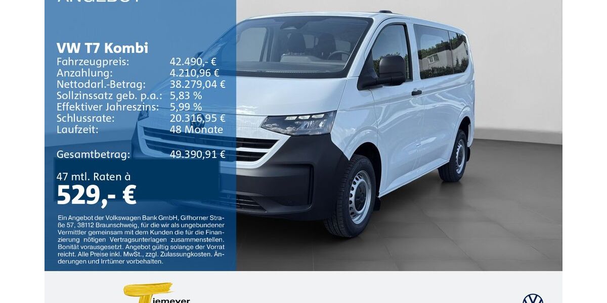 VW T7 Kombi 1.990 km 40.880 &euro; Bochum 44892