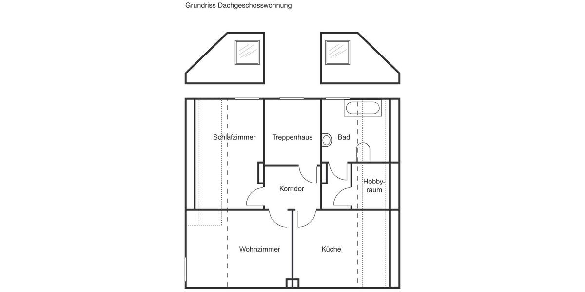 Dachgeschoßwohnung Dortmund Mengede - 2 Zimmer, 57 m&sup2;, 484&euro; | Angebot:26321222