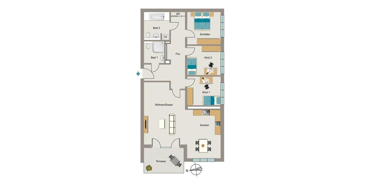 Erdgeschoßwohnung Dortmund - 4 Zimmer, 116 m&sup2;, 1.543&euro; | Angebot:26486363