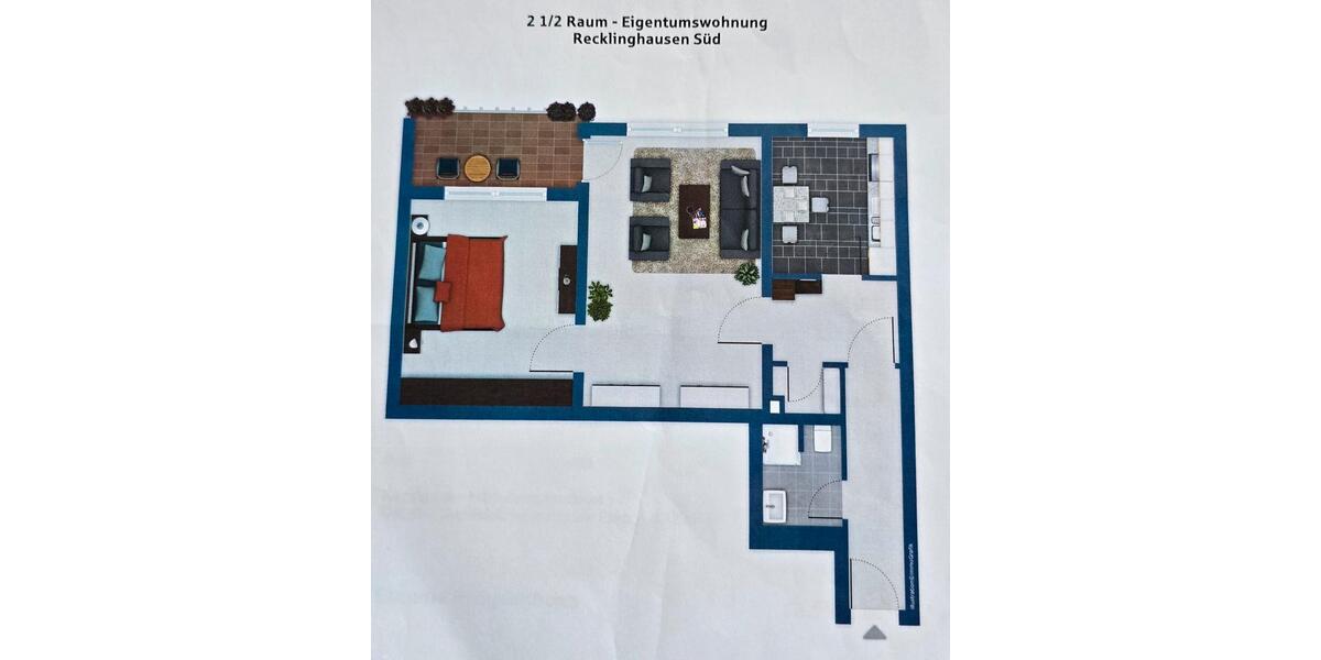 Erdgeschoßwohnung Recklinghausen Grullbad - 2.5 Zimmer, 58 m&sup2;, 550&euro; | Angebot:26200605