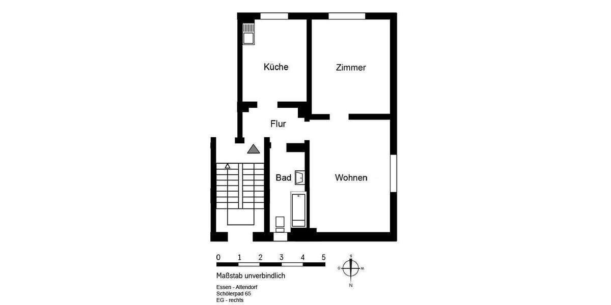 Etagenwohnung Essen Altendorf - 2.5 Zimmer, 58 m&sup2;, 459&euro; | Angebot:26362327