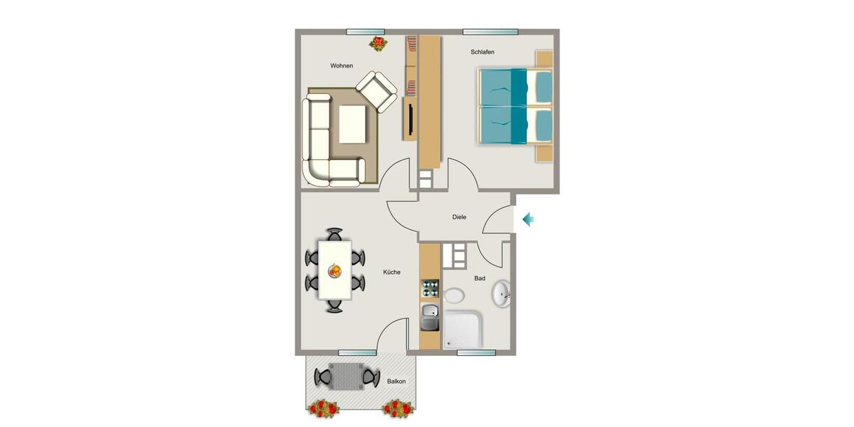 Etagenwohnung Essen Stadtbezirk V - 2.5 Zimmer, 50 m&sup2;, 425&euro; | Angebot:26361652