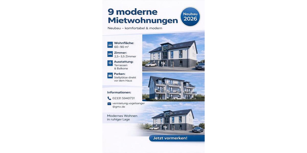 Dachgeschoßwohnung Witten - 2.5 Zimmer, 60 m&sup2;, 840&euro; | Angebot:26250726
