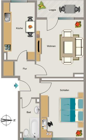 Etagenwohnung Gelsenkirchen Resse - 2.5 Zimmer, 54 m&sup2;, 463&euro; | Angebot:26702987