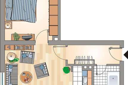 Wohnung Recklinghausen Grullbad - 2.5 Zimmer, 51 m&sup2;, 210&euro; | Angebot:26393010