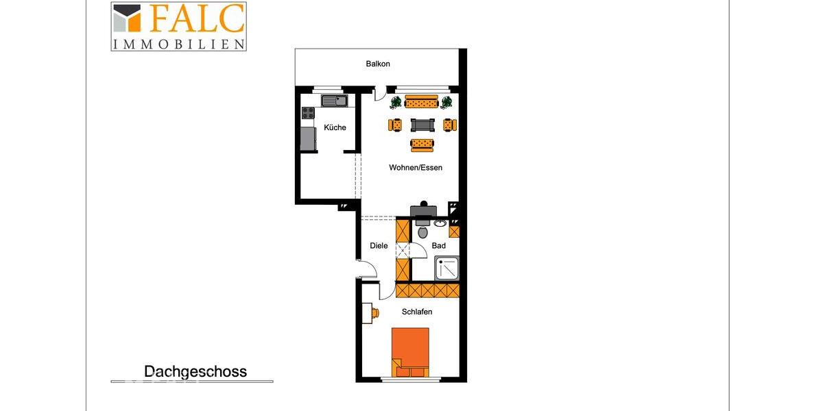 Dachgeschoßwohnung Essen Stadtbezirk IV - 2 Zimmer, 68 m&sup2;, 662&euro; | Angebot:26459075
