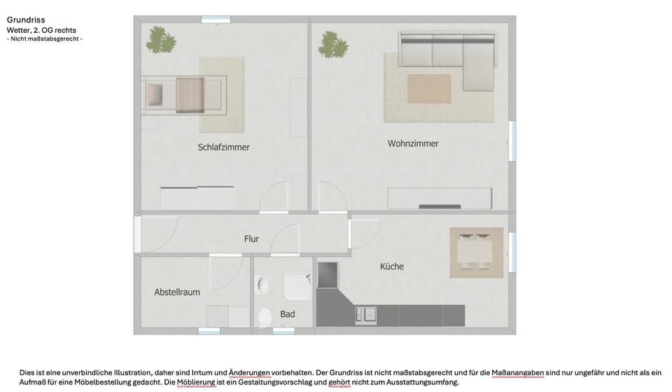Etagenwohnung Wetter (Ruhr) - 3.5 Zimmer, 55 m&sup2;, 467&euro; | Angebot:26391604