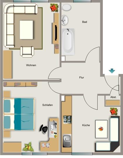 Etagenwohnung Lünen - 2.5 Zimmer, 50 m&sup2;, 453&euro; | Angebot:26143575
