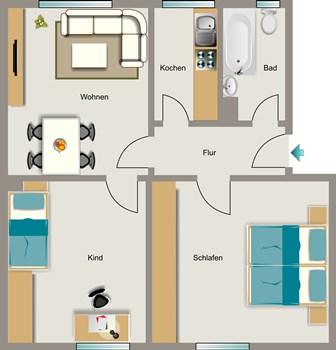 Erdgeschoßwohnung Gelsenkirchen Gelsenkirchen-Mitte - 3.5 Zimmer, 57 m&sup2;, 447&euro; | Angebot:26042966