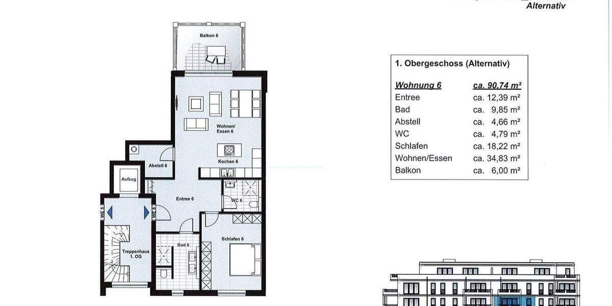 Etagenwohnung Bochum Weitmar - 2 Zimmer, 90 m&sup2;, 445.000&euro; | Angebot:25796494