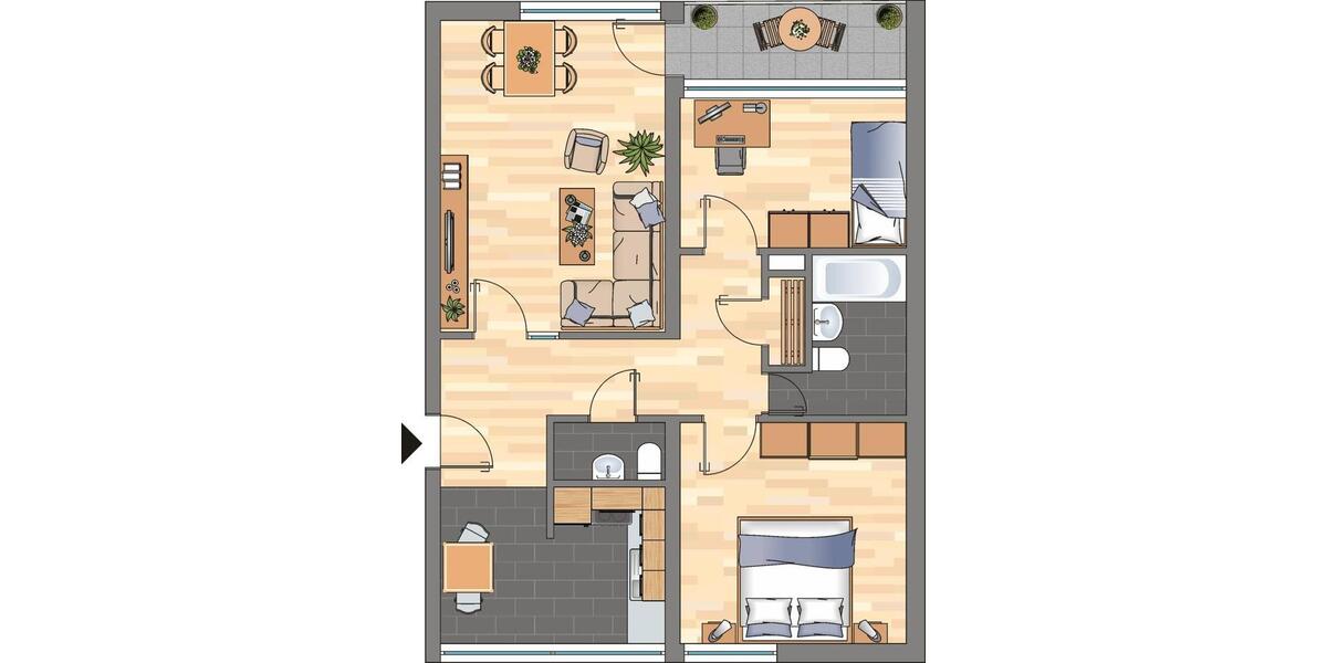 Etagenwohnung Dortmund Scharnhorst - 3 Zimmer, 77 m&sup2;, 649&euro; | Angebot:25253850