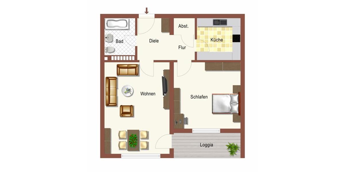 Etagenwohnung Dortmund Brackel - 2 Zimmer, 46 m&sup2;, 487&euro; | Angebot:25166684