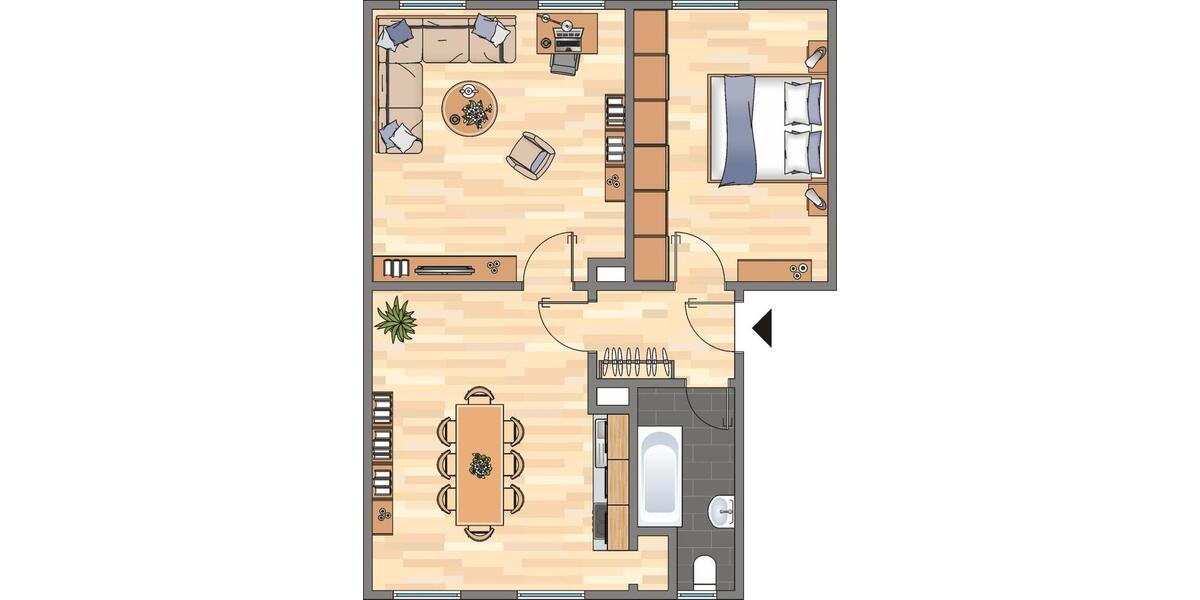 Erdgeschoßwohnung Dortmund Innenstadt Nord - 2 Zimmer, 51 m&sup2;, 456&euro; | Angebot:25268202