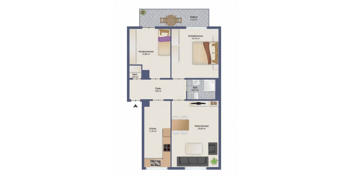 Etagenwohnung Essen Stadtwald - 3 Zimmer, 76 m&sup2;, 650&euro; | Angebot:26875157
