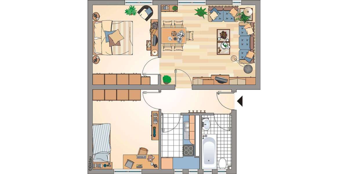 Etagenwohnung Recklinghausen Grullbad - 3.5 Zimmer, 59 m&sup2;, 260&euro; | Angebot:27352396