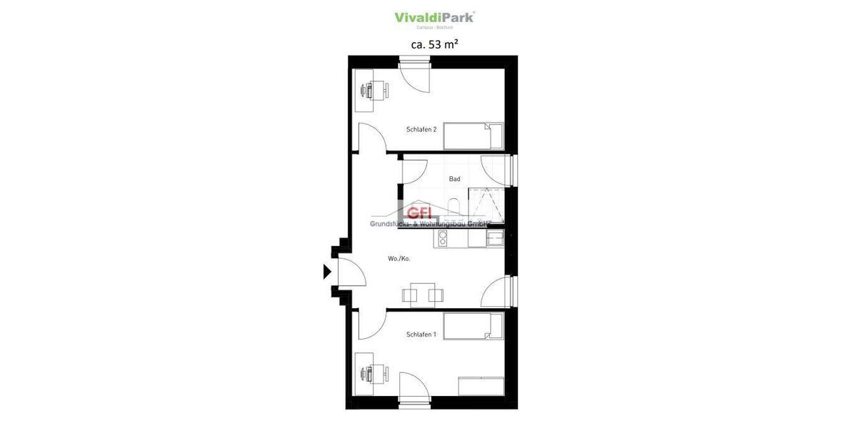 Etagenwohnung Bochum Laer - 1 Zimmer, 27 m&sup2;, 490&euro; | Angebot:24473990
