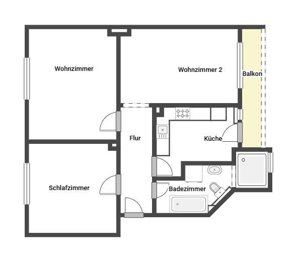Wohnung zum Mieten in Bochum 281,87 € 65.44 m² 3 zimmer