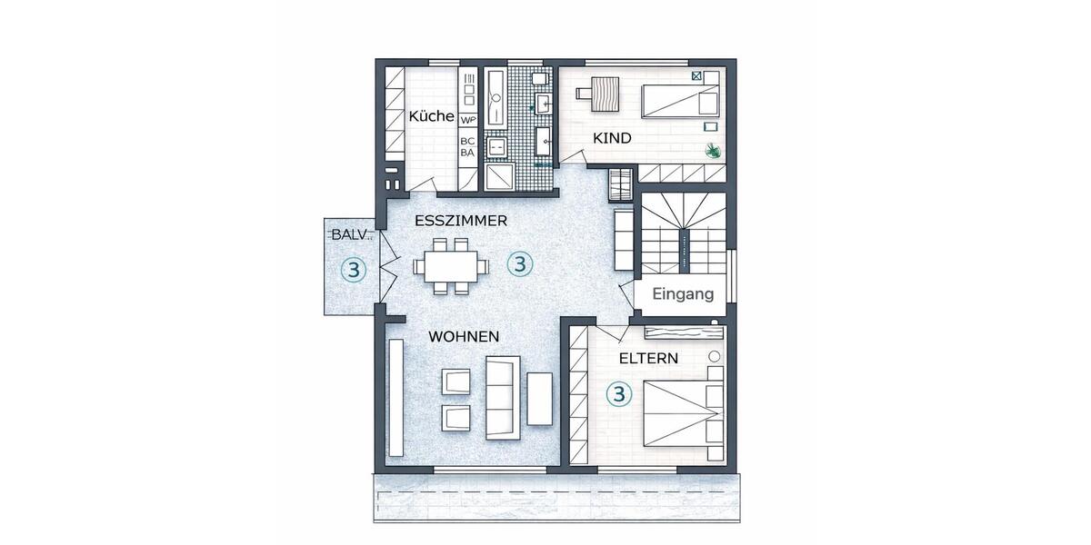 Dachgeschoßwohnung Recklinghausen König Ludwig - 3.5 Zimmer, 78 m&sup2;, 900&euro; | Angebot:24741383