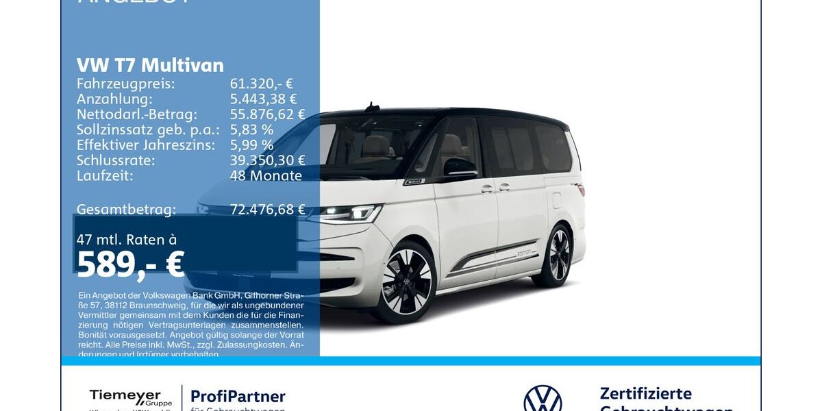 VW T7 Multivan 13.790 km 61.320 &euro; Recklinghausen 45663