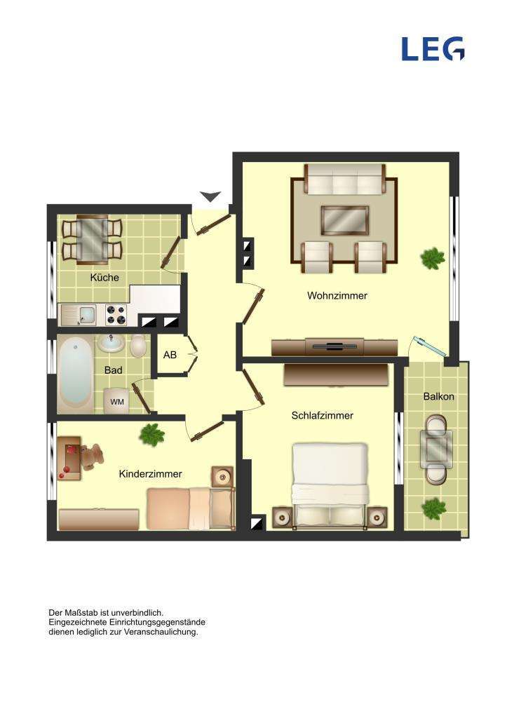 Wohnung zum Mieten in Bergkamen 509 € 63 m² 3 zimmer