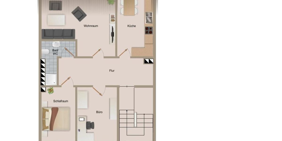 3 Raum Dachgeschoss-Wohnung in kalten Eigen 3 zimmer